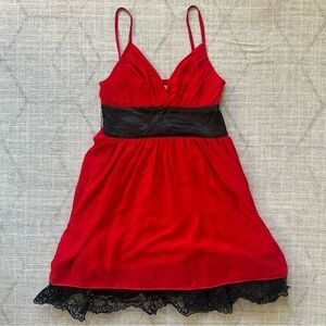 Forever 21 Red Dress with Black Lace Detail